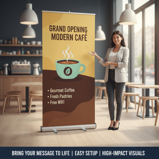 Custom Retractable Roll-Up Banner 33" x 81" with Stand