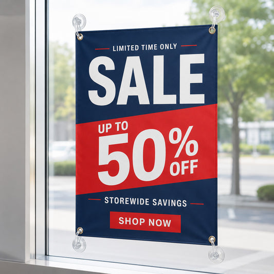 Custom Window Banner with Suction Cups