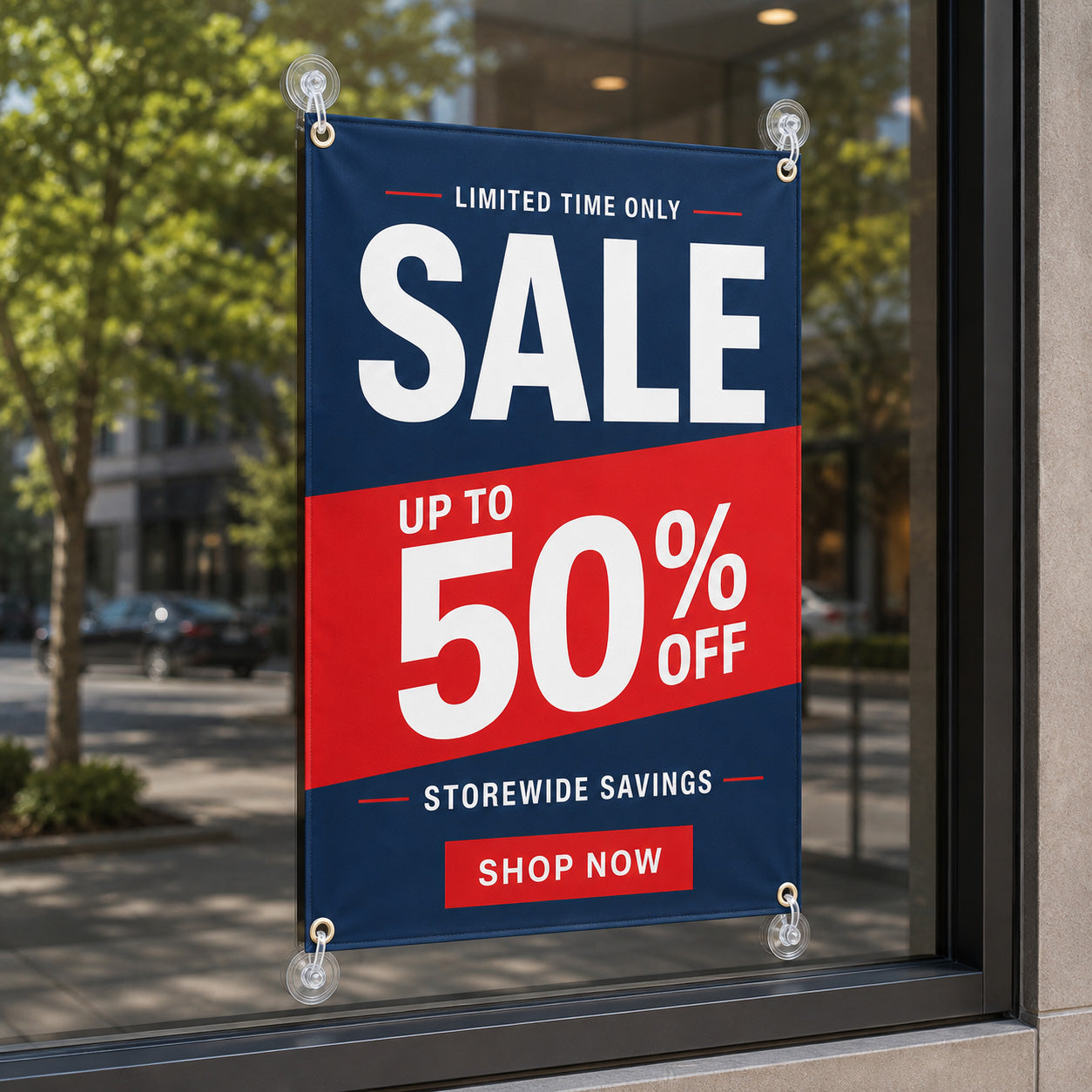 Custom Window Banner with Suction Cups