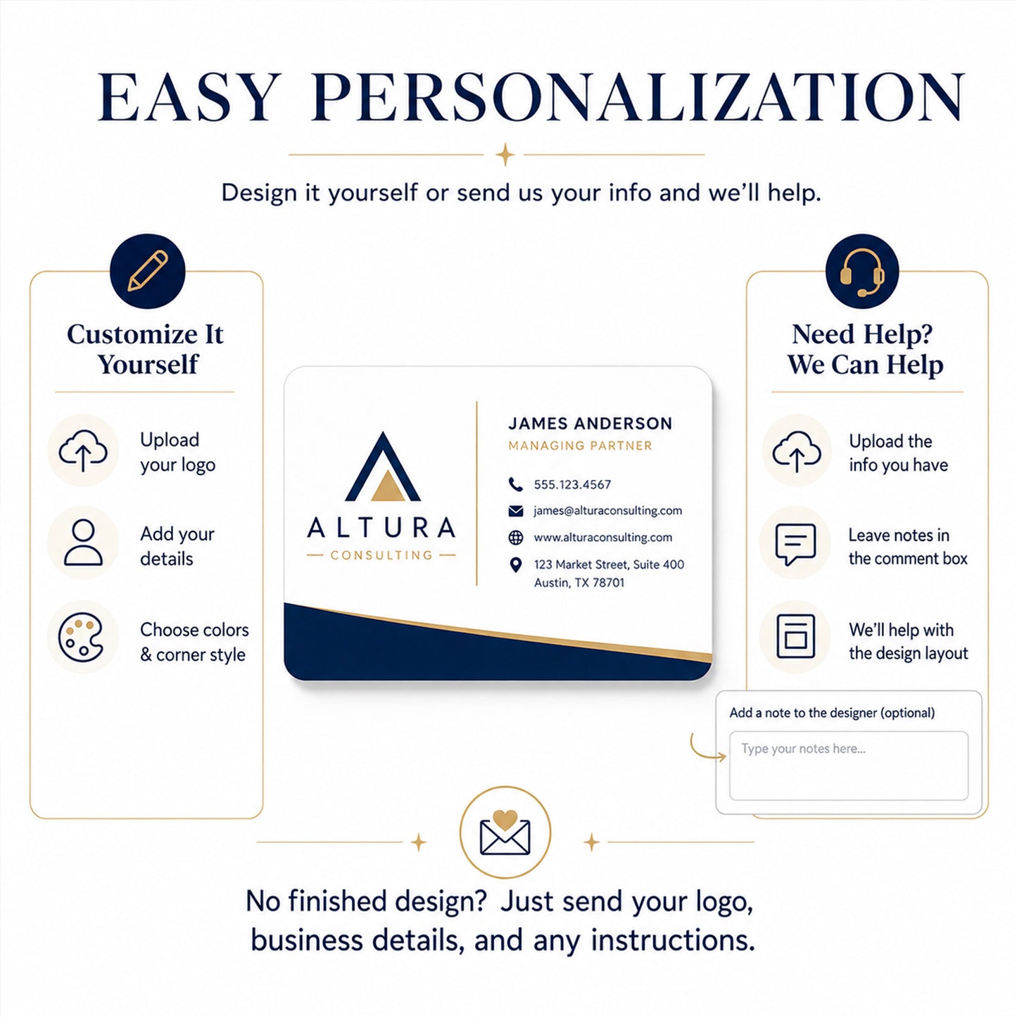 Custom Standard Business Cards – 2" x 3.5" Double-Sided Printing