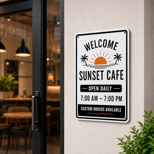 Custom outdoor and indoor aluminum signs with your photo, text, logo