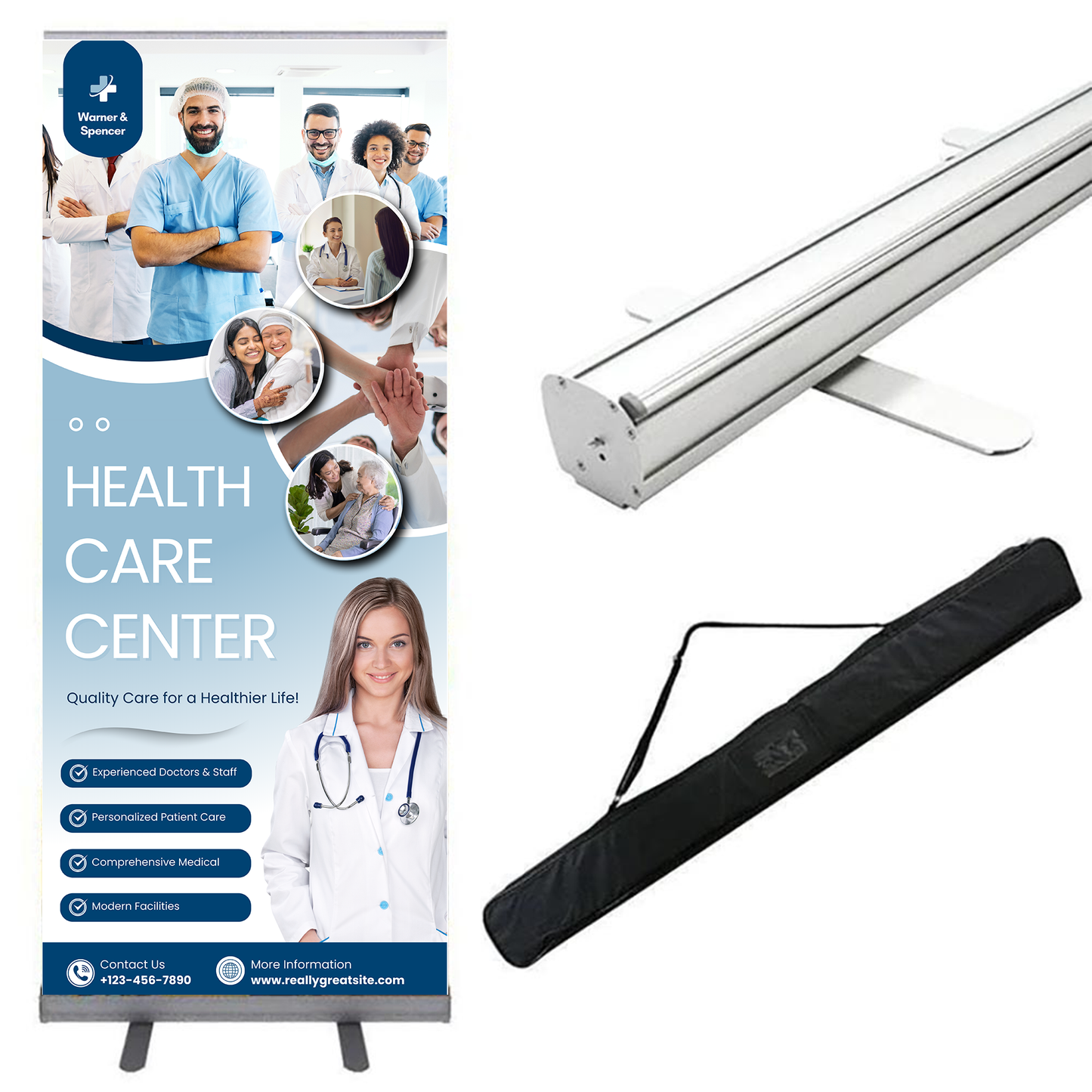 Custom Retractable Roll-Up Banner 33" x 81" with Stand