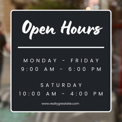Business Hours Sign for Window