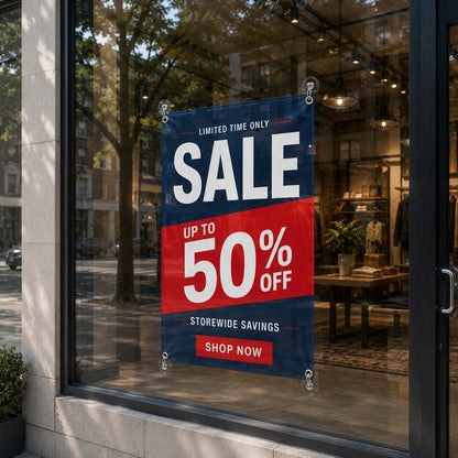 Custom Window Banner with Suction Cups