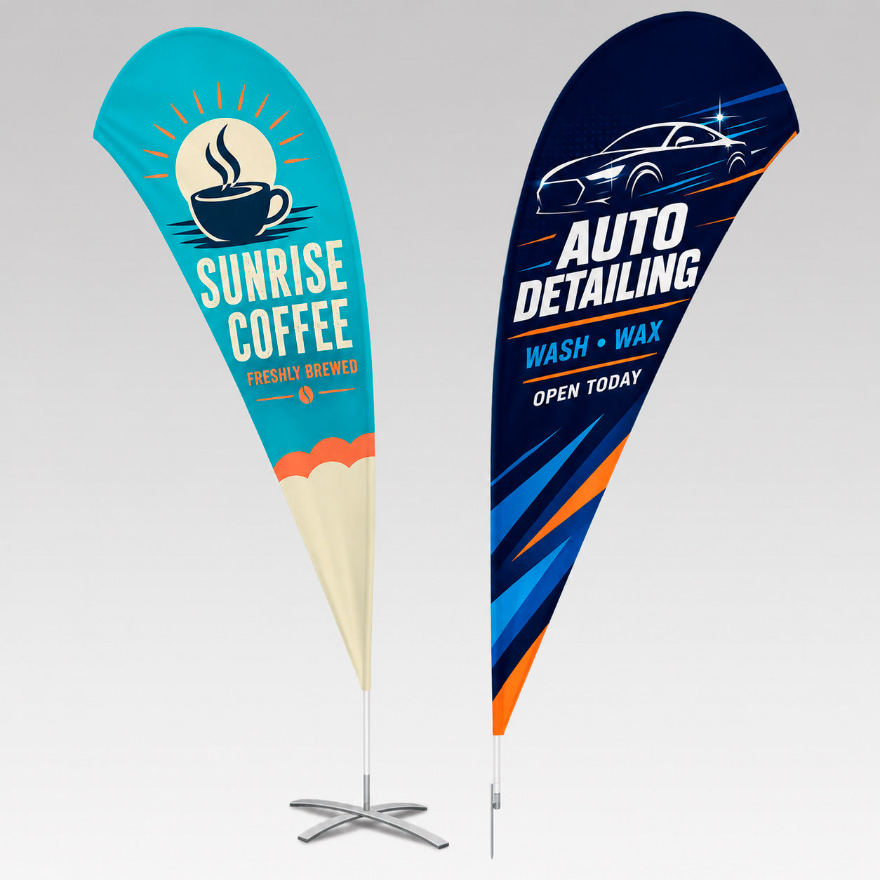 Custom Double Sided Teardrop Flag – 11 ft