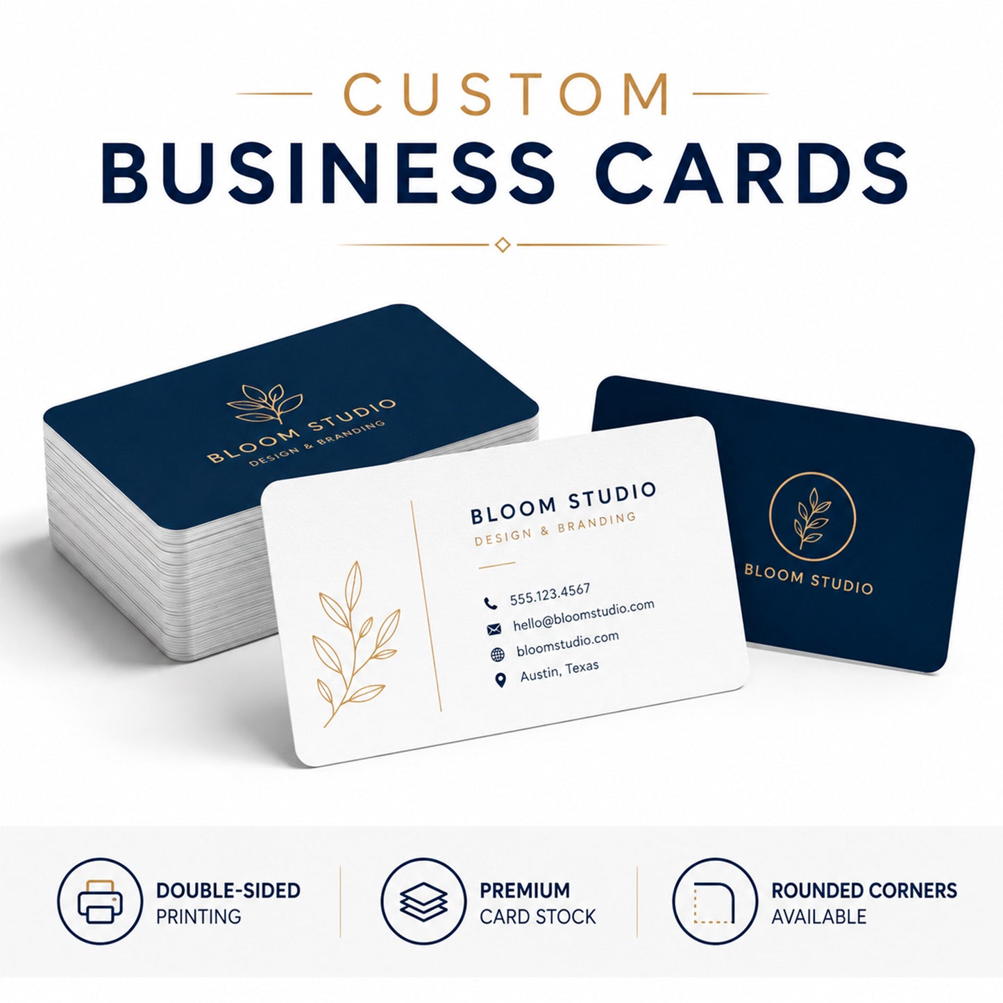 Custom Standard Business Cards – 2" x 3.5" Double-Sided Printing