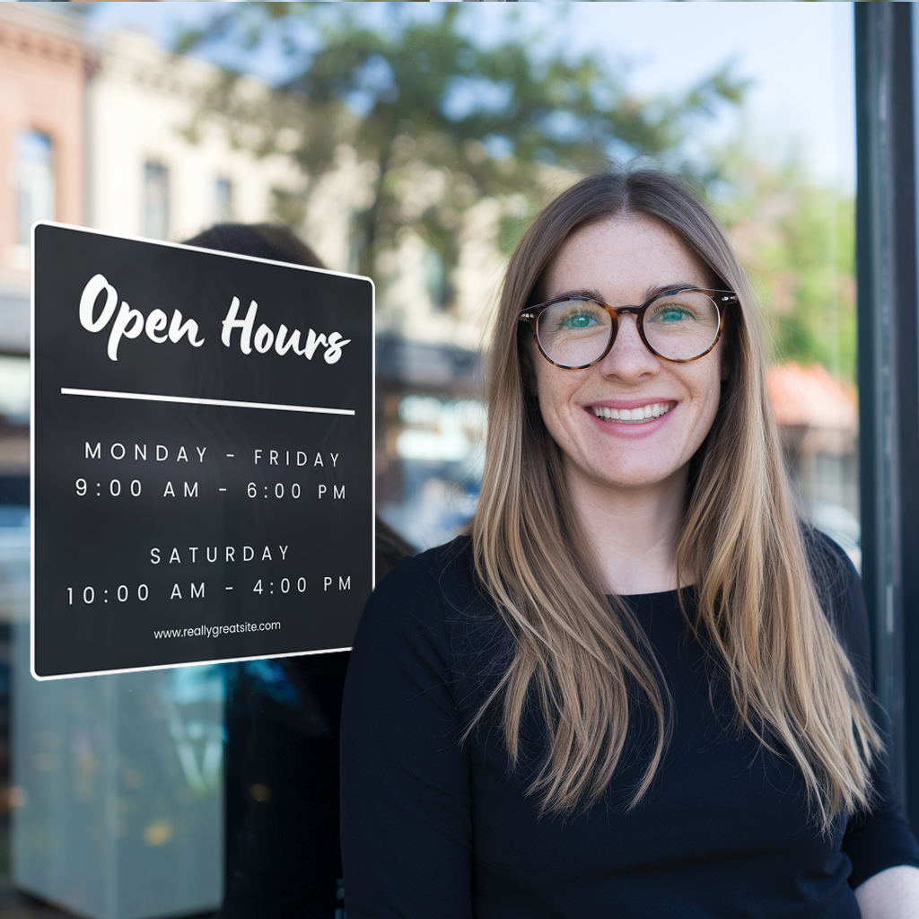 Business Hours Sign for Window