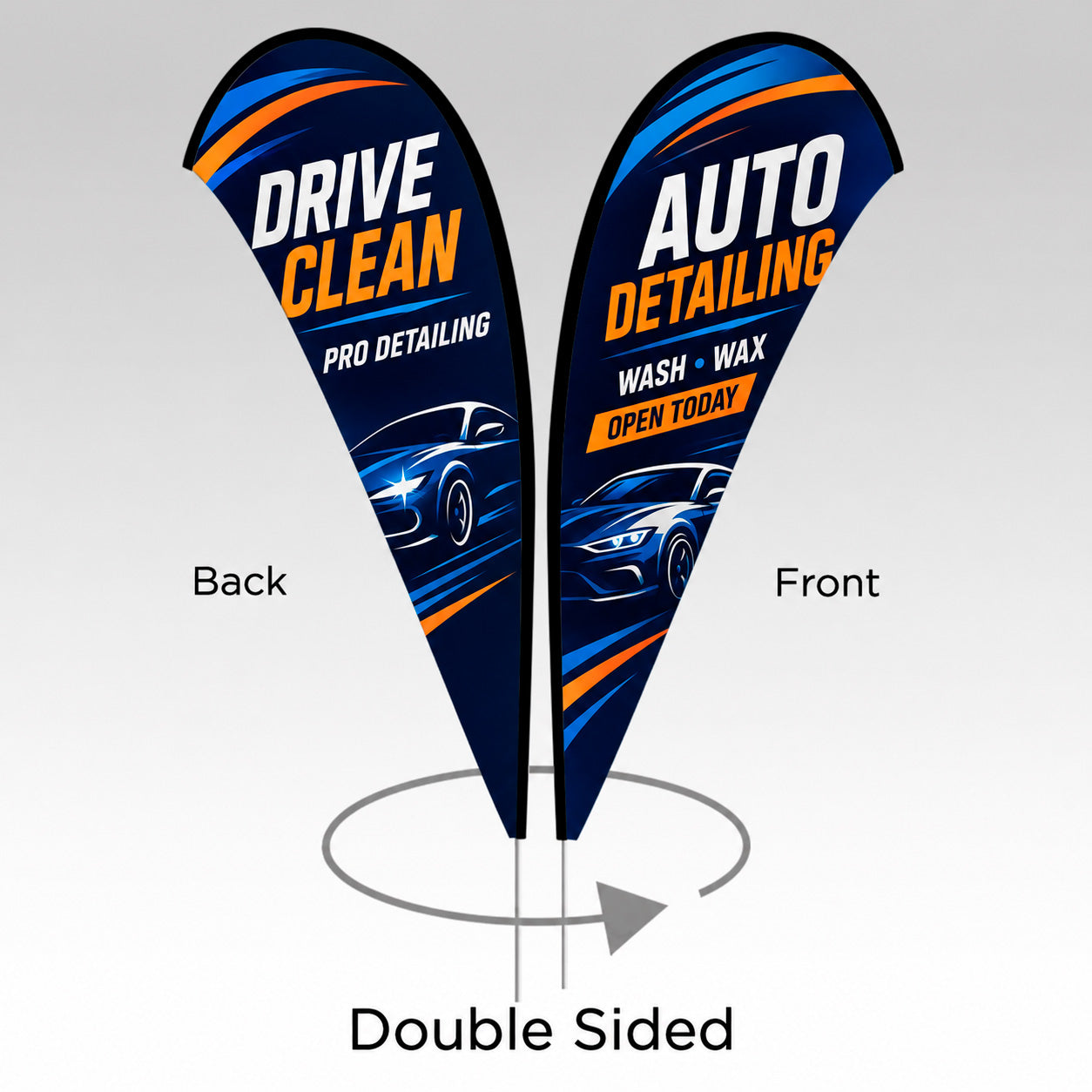Custom Double Sided Teardrop Flag – 11 ft