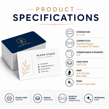 Custom Standard Business Cards – 2" x 3.5" Double-Sided Printing
