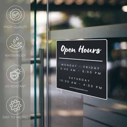 Business Hours Sign for Window