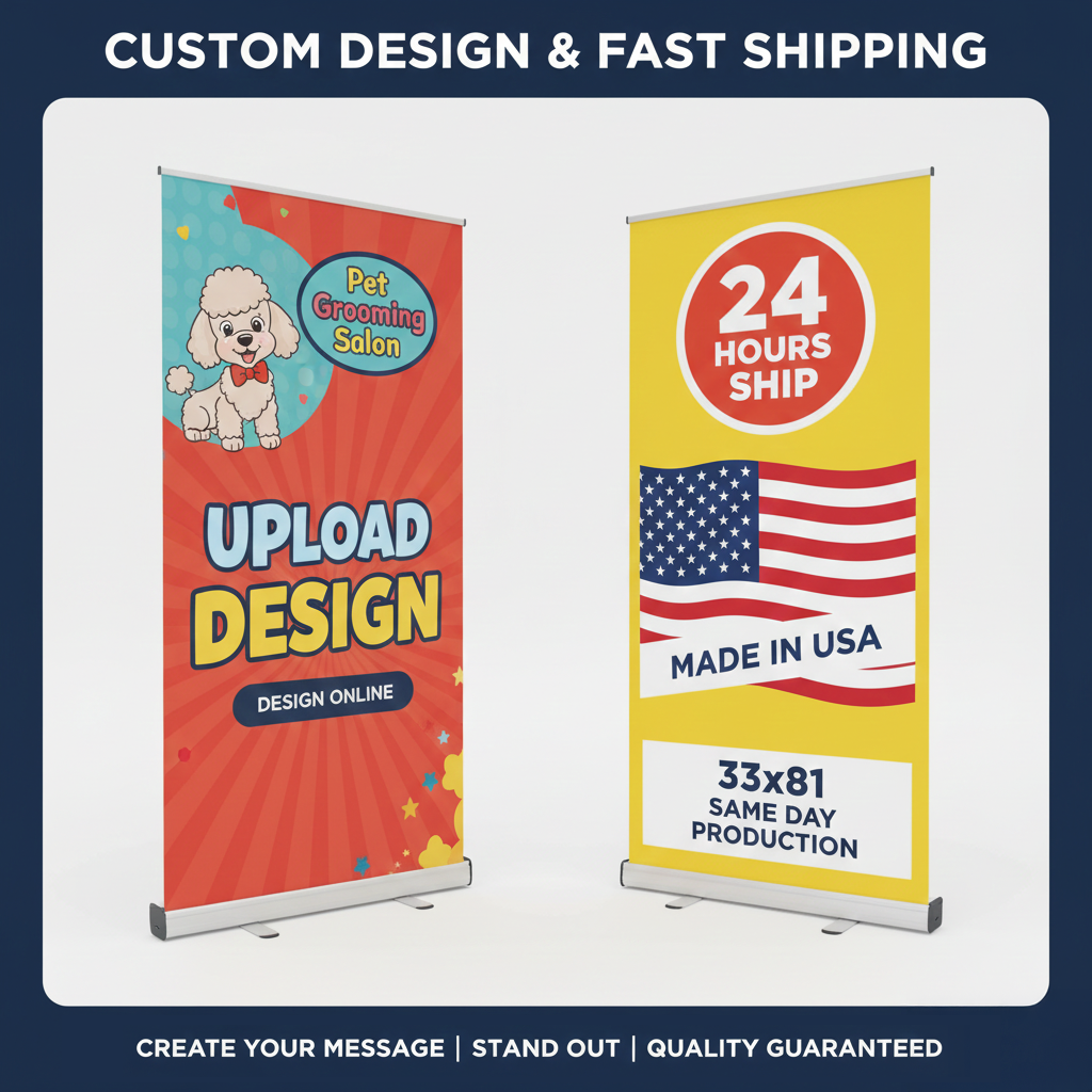Custom Retractable Roll-Up Banner 33" x 81" with Stand