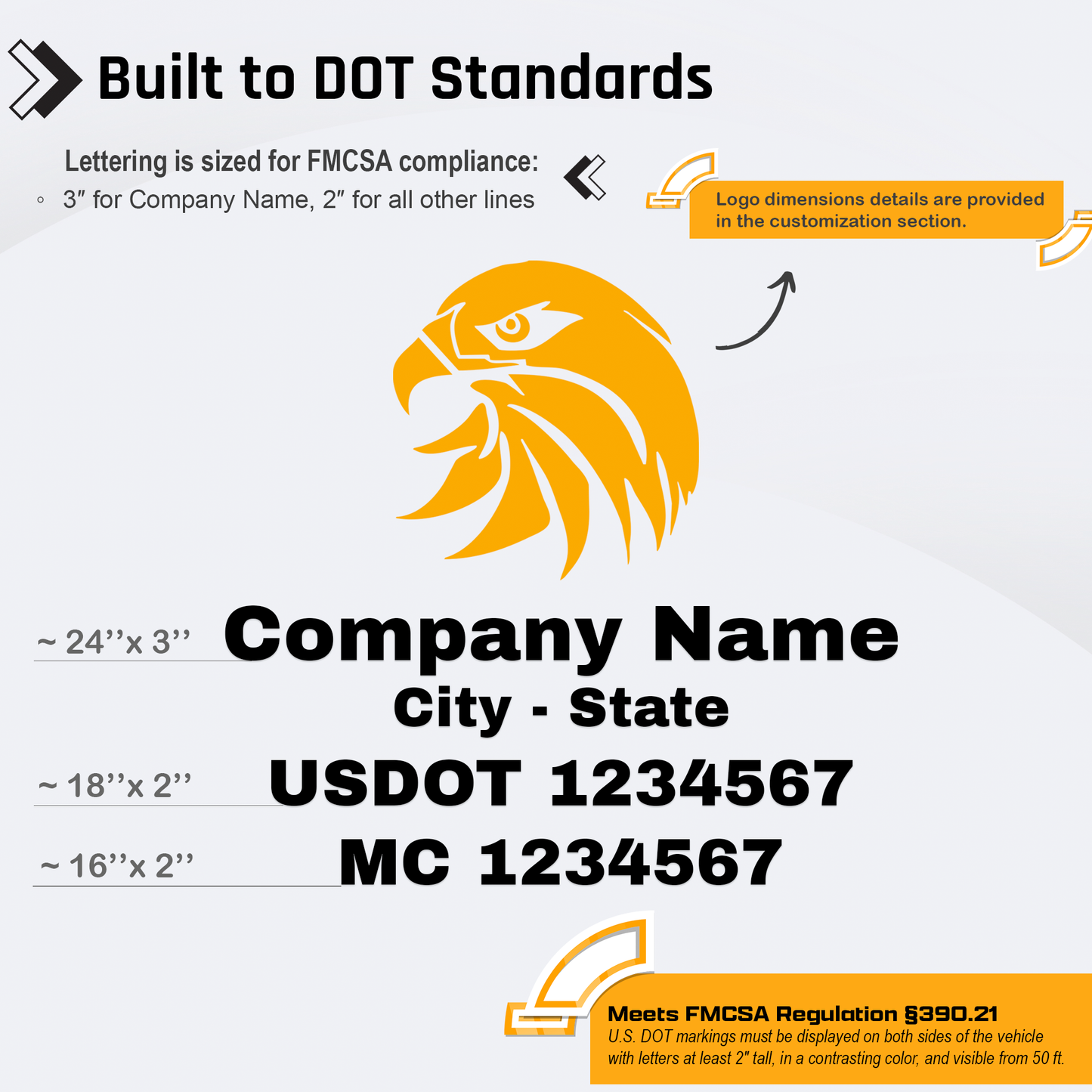 Set of 2 Custom USDOT Decals,