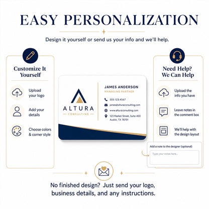 Custom Standard Business Cards – 2" x 3.5" Double-Sided Printing