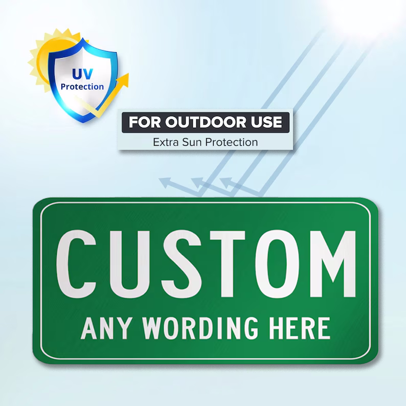 Custom outdoor and indoor aluminum signs with your photo, text, logo