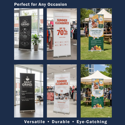 Custom Retractable Roll-Up Banner 33" x 81" with Stand
